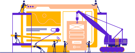 Big monitor shows data scientist cover letter outline in progress surrounded by builders to help