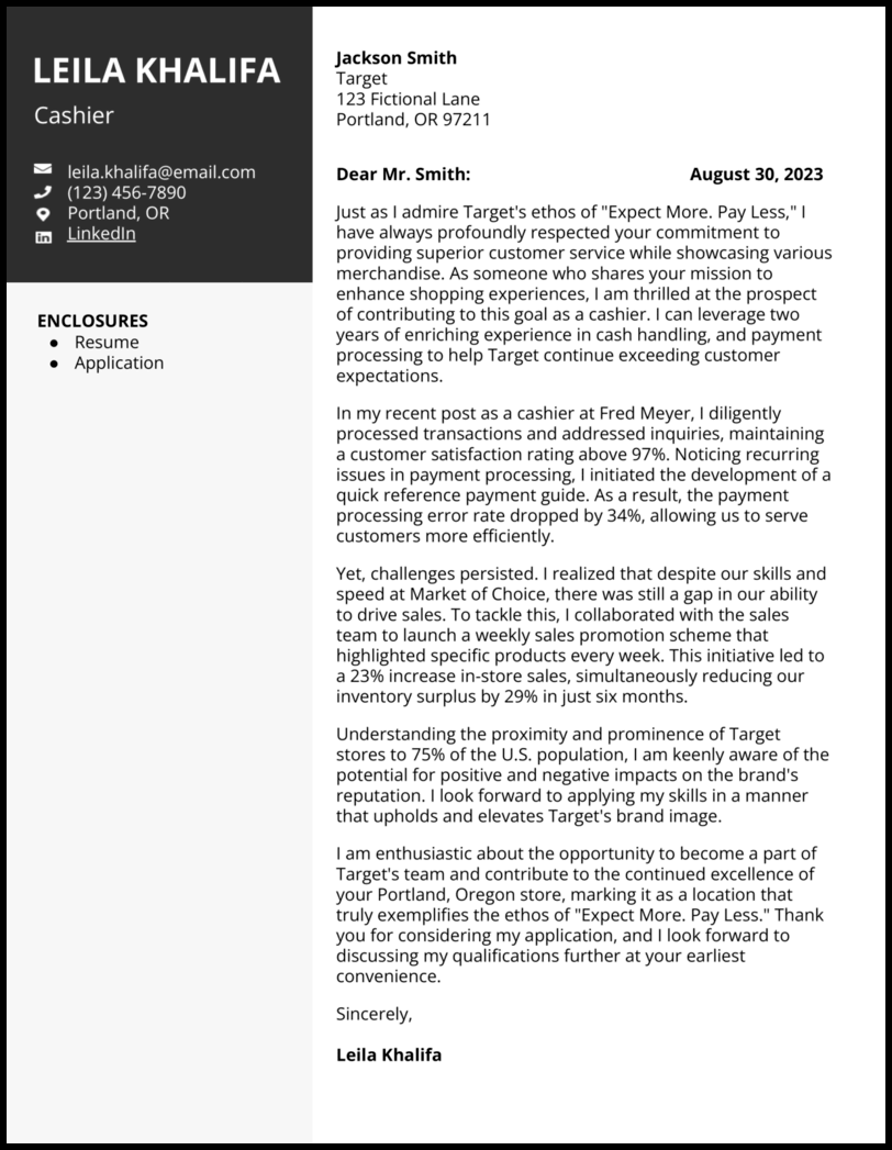 5 Cashier Cover Letter Examples