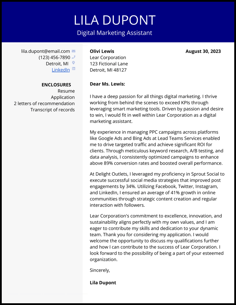 5 Digital Marketing Cover Letter Examples