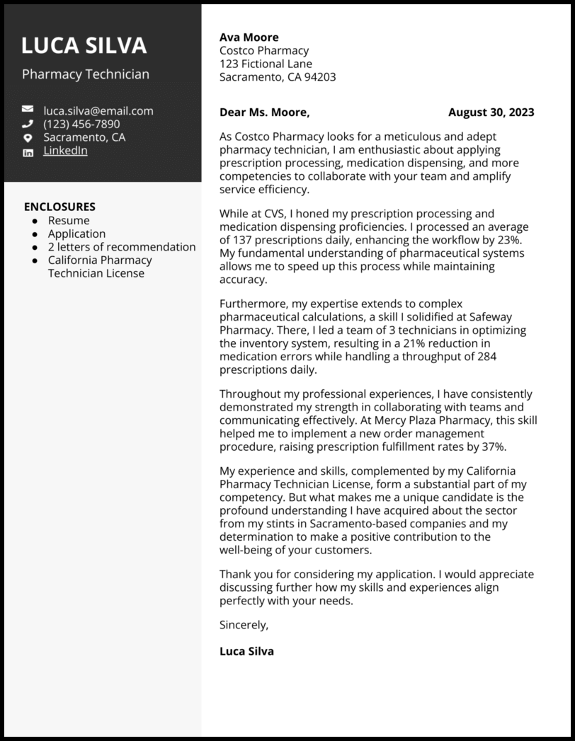 5 Pharmacy Technician Cover Letter Examples
