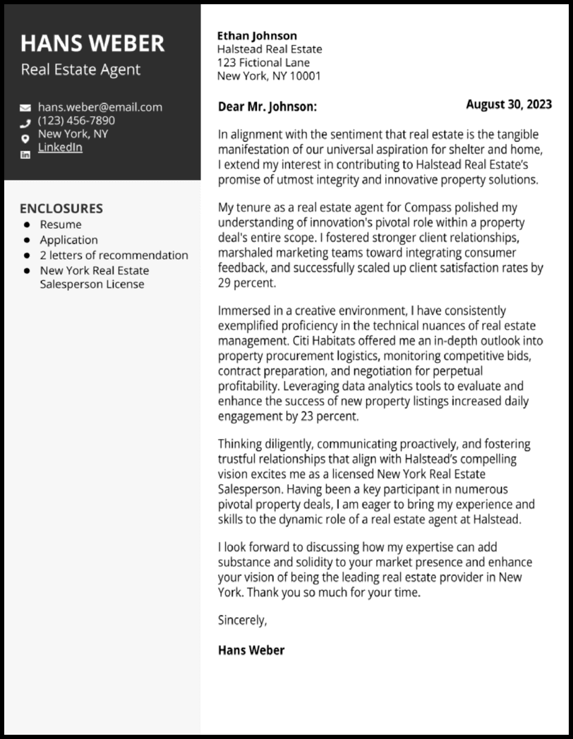 5 Real Estate Cover Letter Examples