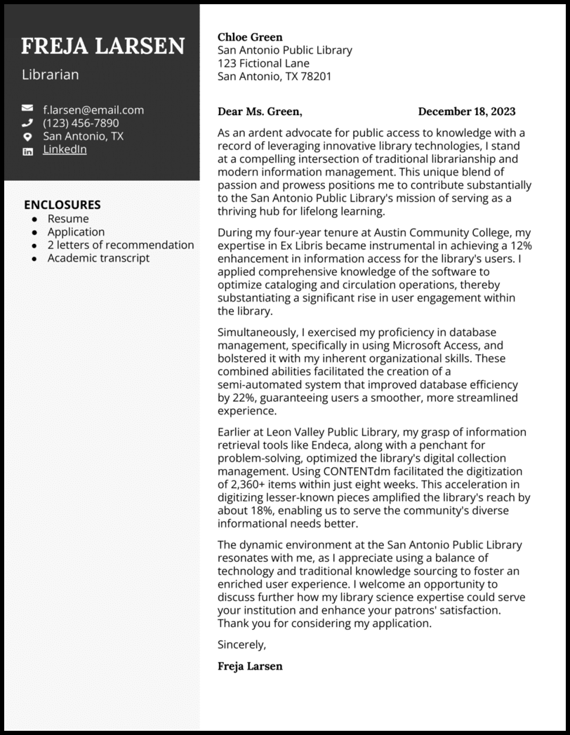 5 Librarian Cover Letter Examples