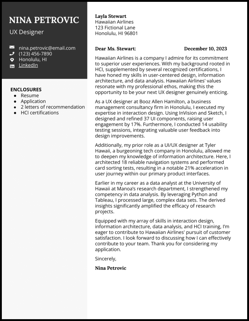 5 UX Designer Cover Letter Examples
